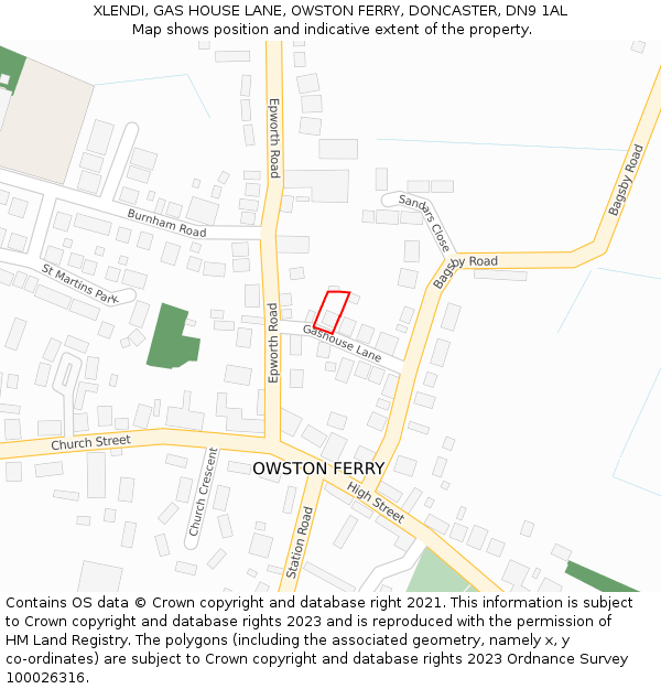 XLENDI, GAS HOUSE LANE, OWSTON FERRY, DONCASTER, DN9 1AL: Location map and indicative extent of plot