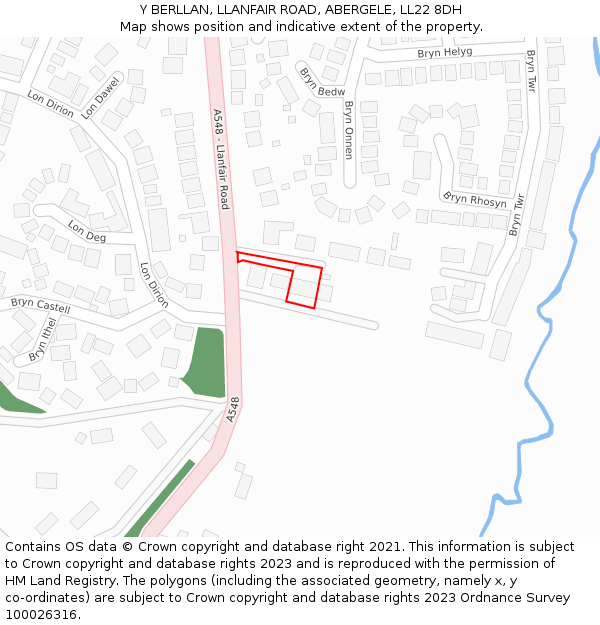 Y BERLLAN, LLANFAIR ROAD, ABERGELE, LL22 8DH: Location map and indicative extent of plot