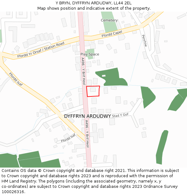 Y BRYN, DYFFRYN ARDUDWY, LL44 2EL: Location map and indicative extent of plot