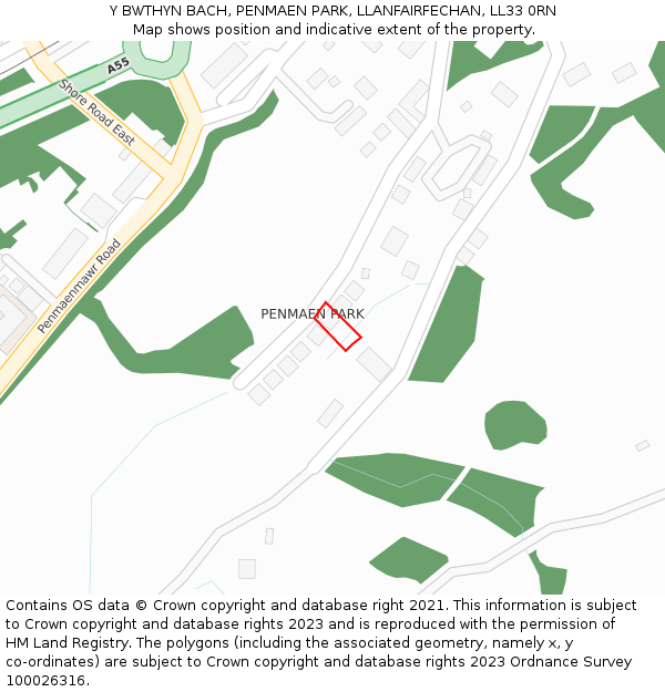 Y BWTHYN BACH, PENMAEN PARK, LLANFAIRFECHAN, LL33 0RN: Location map and indicative extent of plot