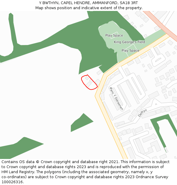 Y BWTHYN, CAPEL HENDRE, AMMANFORD, SA18 3RT: Location map and indicative extent of plot