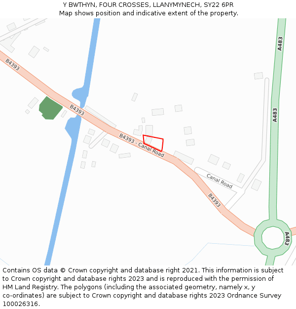 Y BWTHYN, FOUR CROSSES, LLANYMYNECH, SY22 6PR: Location map and indicative extent of plot