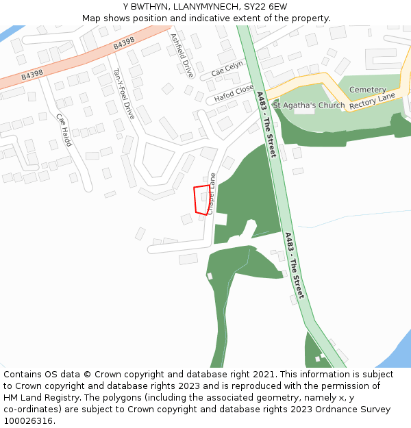 Y BWTHYN, LLANYMYNECH, SY22 6EW: Location map and indicative extent of plot