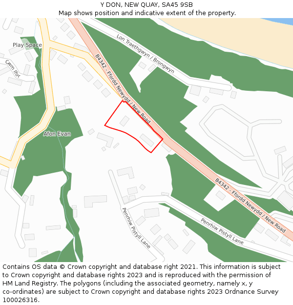 Y DON, NEW QUAY, SA45 9SB: Location map and indicative extent of plot