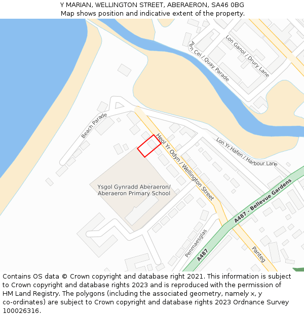 Y MARIAN, WELLINGTON STREET, ABERAERON, SA46 0BG: Location map and indicative extent of plot