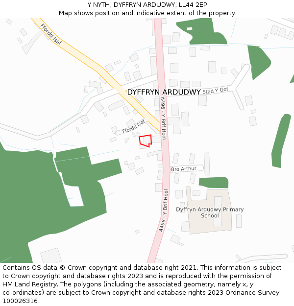 Y NYTH, DYFFRYN ARDUDWY, LL44 2EP: Location map and indicative extent of plot