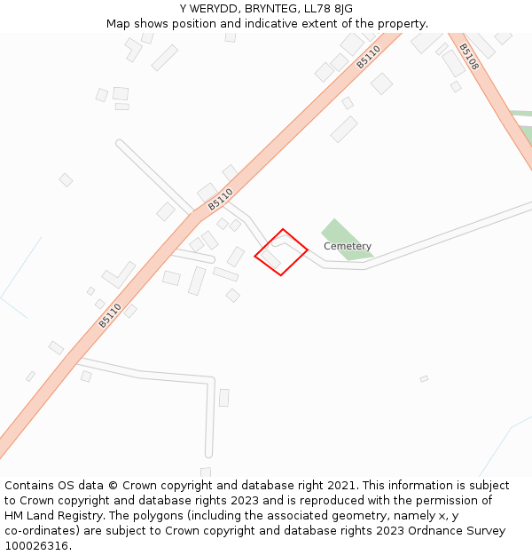 Y WERYDD, BRYNTEG, LL78 8JG: Location map and indicative extent of plot
