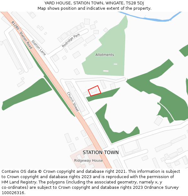 YARD HOUSE, STATION TOWN, WINGATE, TS28 5DJ: Location map and indicative extent of plot