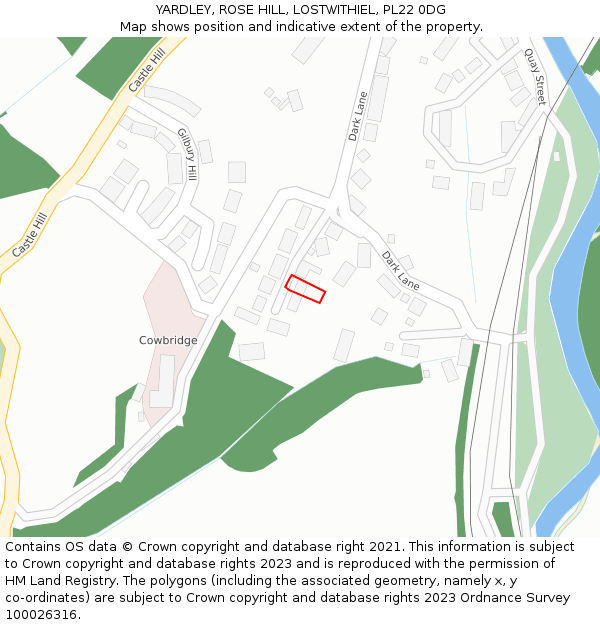 YARDLEY, ROSE HILL, LOSTWITHIEL, PL22 0DG: Location map and indicative extent of plot