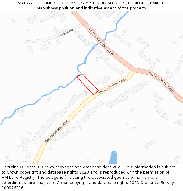 YAXHAM, BOURNEBRIDGE LANE, STAPLEFORD ABBOTTS, ROMFORD, RM4 1LT: Location map and indicative extent of plot