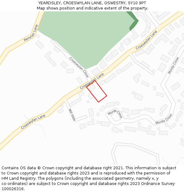 YEARDSLEY, CROESWYLAN LANE, OSWESTRY, SY10 9PT: Location map and indicative extent of plot