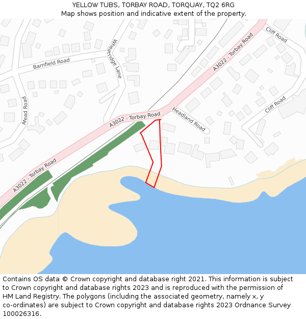 YELLOW TUBS, TORBAY ROAD, TORQUAY, TQ2 6RG: Location map and indicative extent of plot