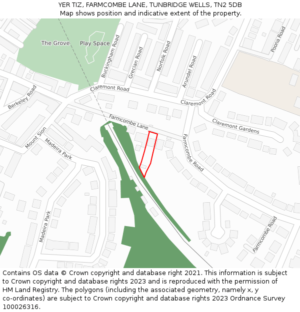 YER TIZ, FARMCOMBE LANE, TUNBRIDGE WELLS, TN2 5DB: Location map and indicative extent of plot