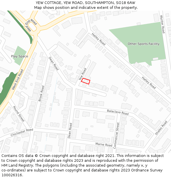 YEW COTTAGE, YEW ROAD, SOUTHAMPTON, SO18 6AW: Location map and indicative extent of plot