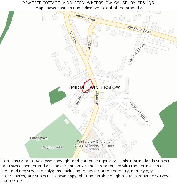 YEW TREE COTTAGE, MIDDLETON, WINTERSLOW, SALISBURY, SP5 1QS: Location map and indicative extent of plot