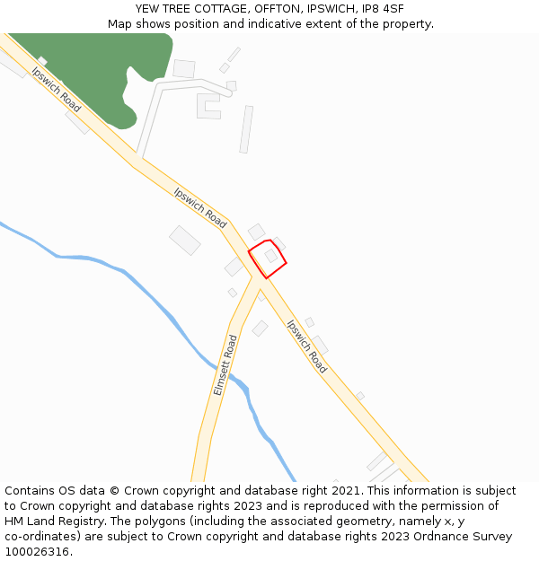 YEW TREE COTTAGE, OFFTON, IPSWICH, IP8 4SF: Location map and indicative extent of plot