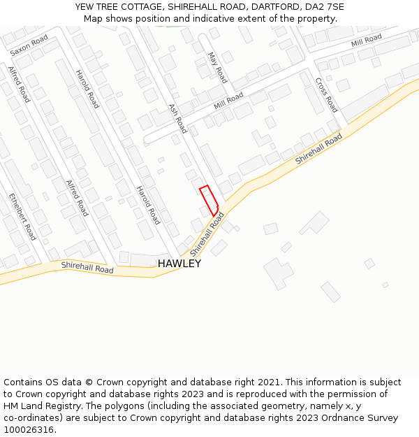 YEW TREE COTTAGE, SHIREHALL ROAD, DARTFORD, DA2 7SE: Location map and indicative extent of plot