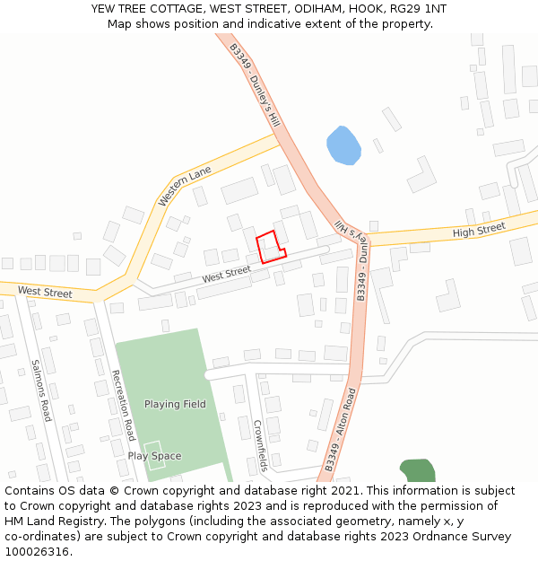 YEW TREE COTTAGE, WEST STREET, ODIHAM, HOOK, RG29 1NT: Location map and indicative extent of plot