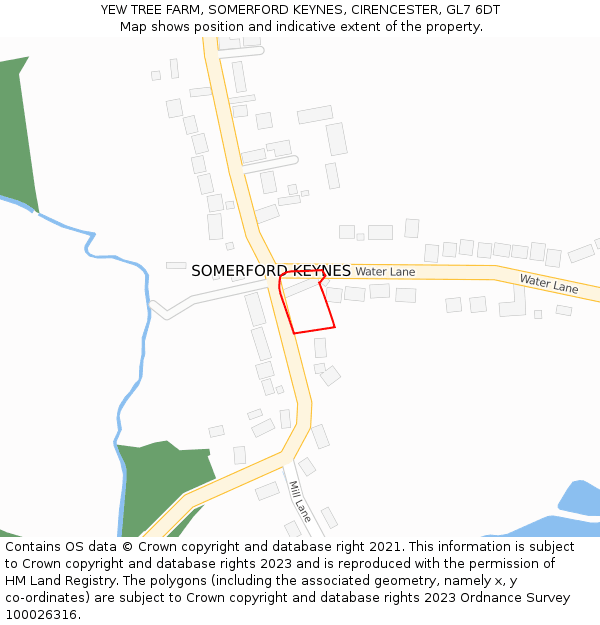 YEW TREE FARM, SOMERFORD KEYNES, CIRENCESTER, GL7 6DT: Location map and indicative extent of plot