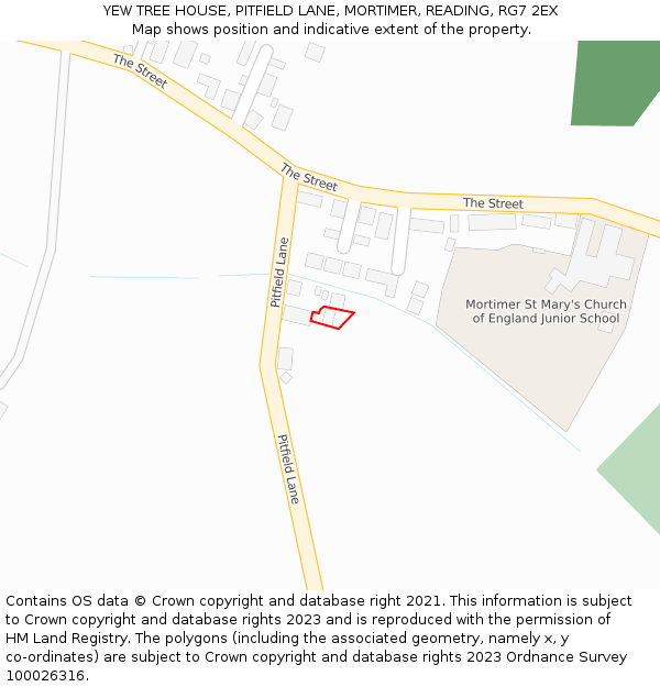 YEW TREE HOUSE, PITFIELD LANE, MORTIMER, READING, RG7 2EX: Location map and indicative extent of plot