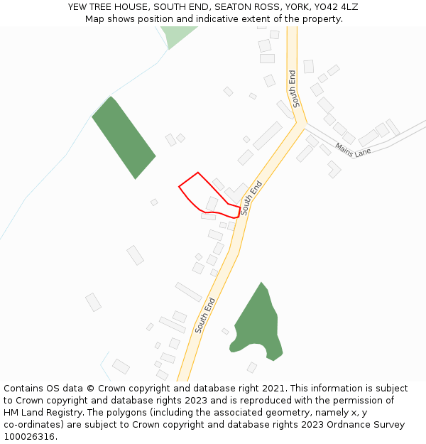 YEW TREE HOUSE, SOUTH END, SEATON ROSS, YORK, YO42 4LZ: Location map and indicative extent of plot