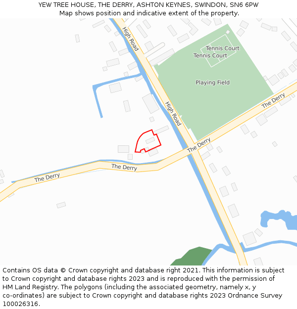 YEW TREE HOUSE, THE DERRY, ASHTON KEYNES, SWINDON, SN6 6PW: Location map and indicative extent of plot