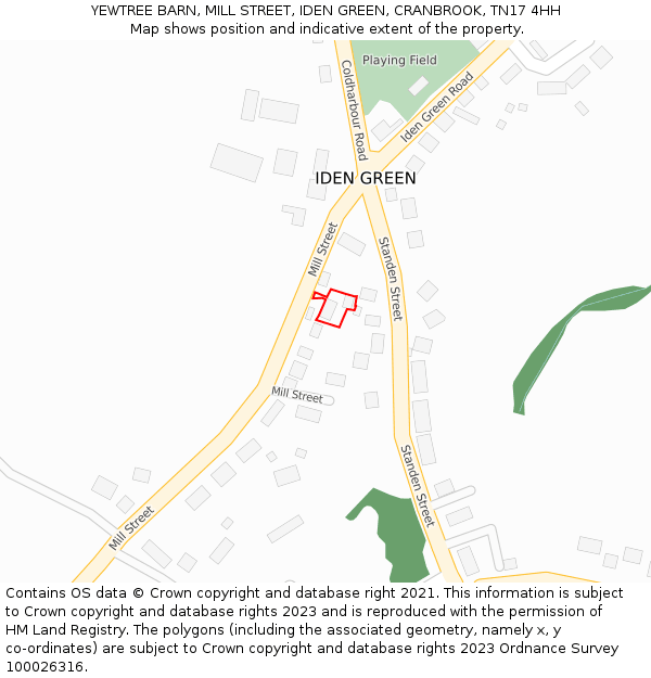 YEWTREE BARN, MILL STREET, IDEN GREEN, CRANBROOK, TN17 4HH: Location map and indicative extent of plot