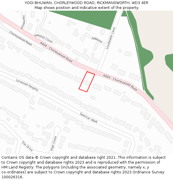 YOGI BHUWAN, CHORLEYWOOD ROAD, RICKMANSWORTH, WD3 4ER: Location map and indicative extent of plot