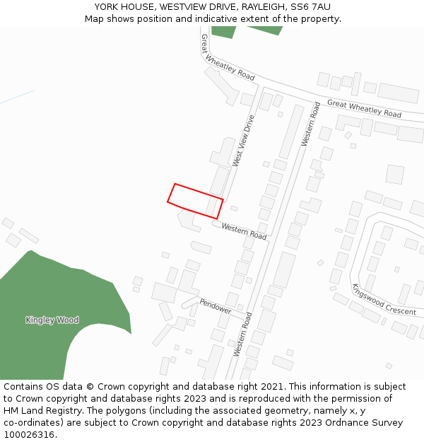 YORK HOUSE, WESTVIEW DRIVE, RAYLEIGH, SS6 7AU: Location map and indicative extent of plot