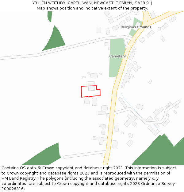 YR HEN WEITHDY, CAPEL IWAN, NEWCASTLE EMLYN, SA38 9LJ: Location map and indicative extent of plot