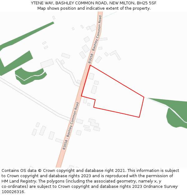 YTENE WAY, BASHLEY COMMON ROAD, NEW MILTON, BH25 5SF: Location map and indicative extent of plot
