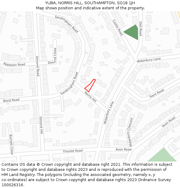 YUBA, NORRIS HILL, SOUTHAMPTON, SO18 1JH: Location map and indicative extent of plot