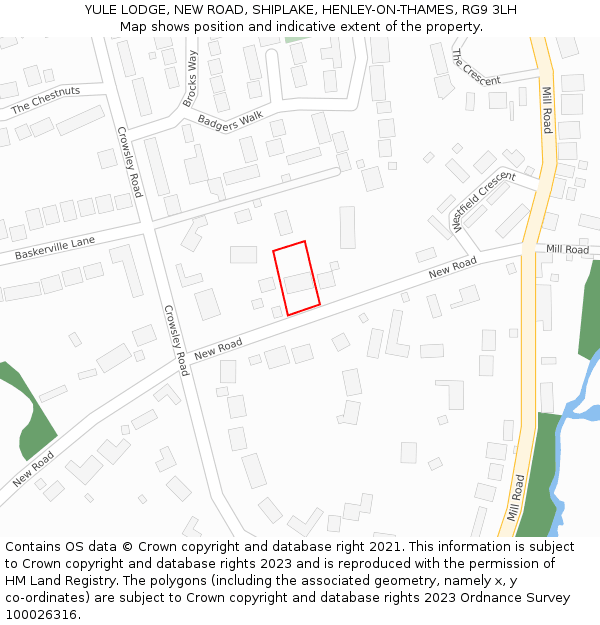 YULE LODGE, NEW ROAD, SHIPLAKE, HENLEY-ON-THAMES, RG9 3LH: Location map and indicative extent of plot