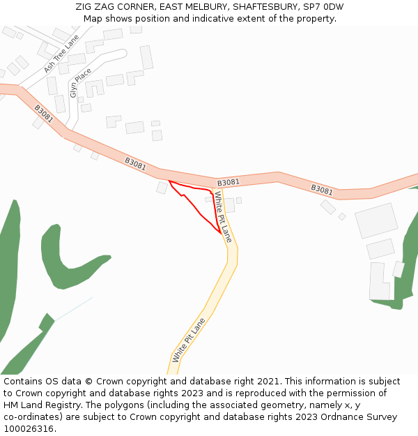 ZIG ZAG CORNER, EAST MELBURY, SHAFTESBURY, SP7 0DW: Location map and indicative extent of plot