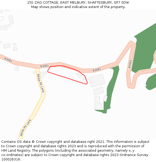 ZIG ZAG COTTAGE, EAST MELBURY, SHAFTESBURY, SP7 0DW: Location map and indicative extent of plot