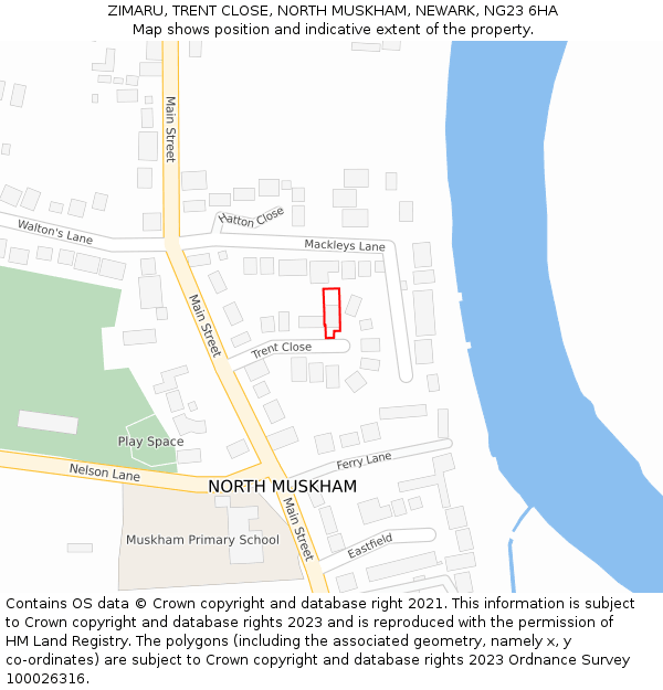 ZIMARU, TRENT CLOSE, NORTH MUSKHAM, NEWARK, NG23 6HA: Location map and indicative extent of plot