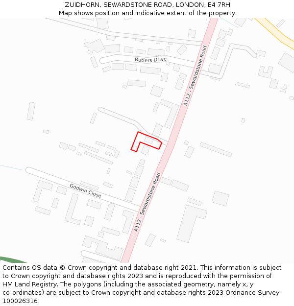 ZUIDHORN, SEWARDSTONE ROAD, LONDON, E4 7RH: Location map and indicative extent of plot