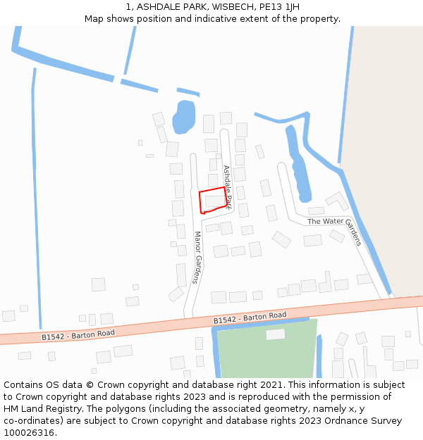 1, ASHDALE PARK, WISBECH, PE13 1JH: Location map and indicative extent of plot