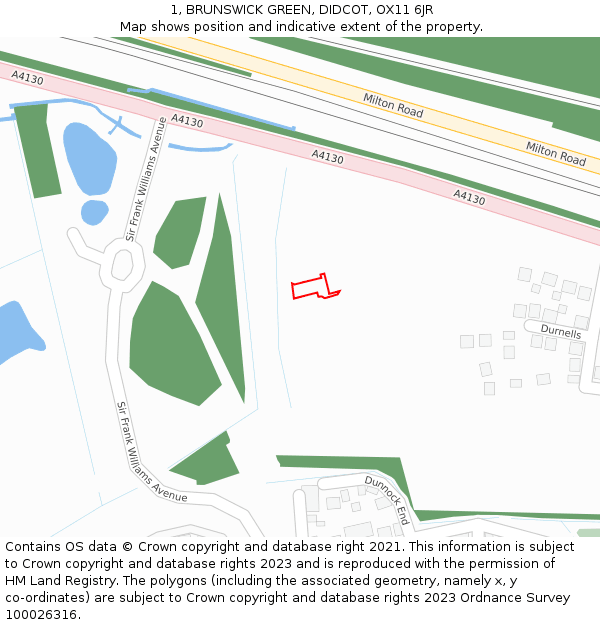 1, BRUNSWICK GREEN, DIDCOT, OX11 6JR: Location map and indicative extent of plot