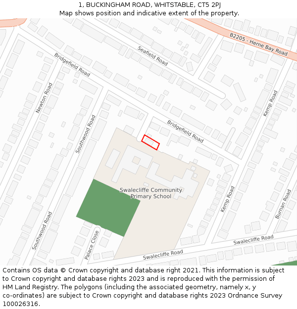 1, BUCKINGHAM ROAD, WHITSTABLE, CT5 2PJ: Location map and indicative extent of plot