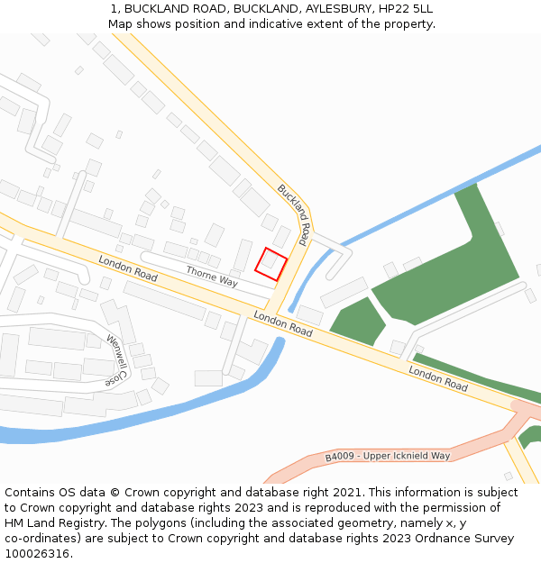 1, BUCKLAND ROAD, BUCKLAND, AYLESBURY, HP22 5LL: Location map and indicative extent of plot