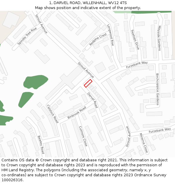 1, DARVEL ROAD, WILLENHALL, WV12 4TS: Location map and indicative extent of plot