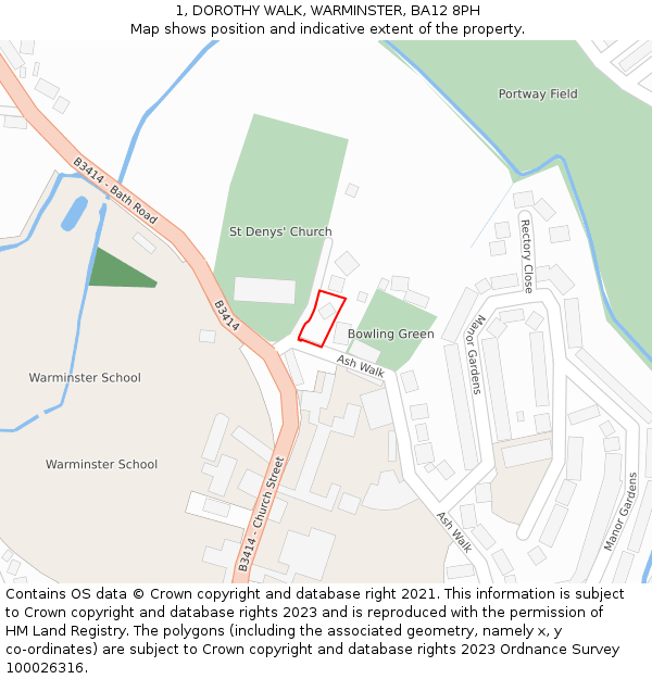 1, DOROTHY WALK, WARMINSTER, BA12 8PH: Location map and indicative extent of plot