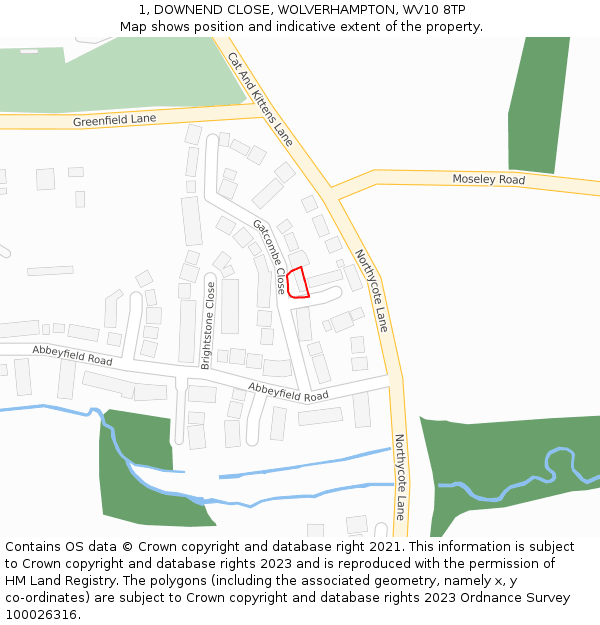 1, DOWNEND CLOSE, WOLVERHAMPTON, WV10 8TP: Location map and indicative extent of plot
