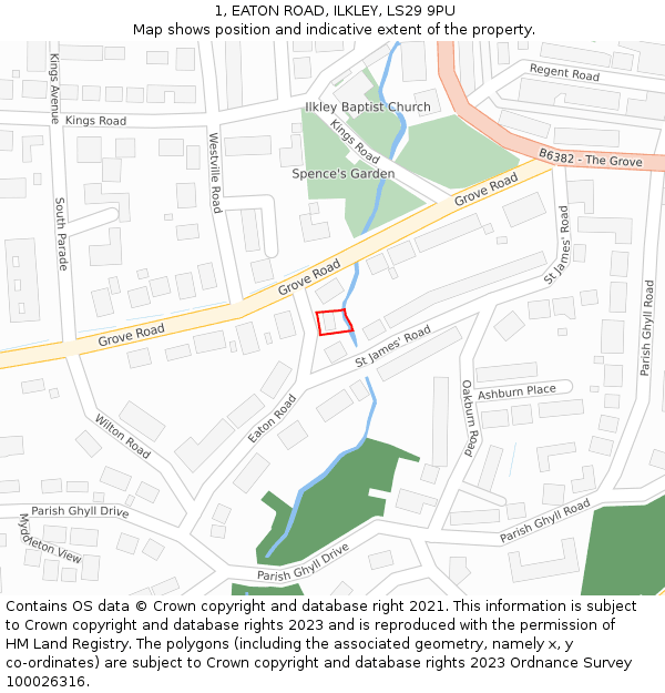 1, EATON ROAD, ILKLEY, LS29 9PU: Location map and indicative extent of plot