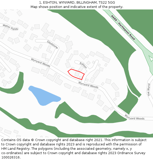 1, ESHTON, WYNYARD, BILLINGHAM, TS22 5GG: Location map and indicative extent of plot