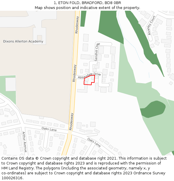 1, ETON FOLD, BRADFORD, BD8 0BR: Location map and indicative extent of plot