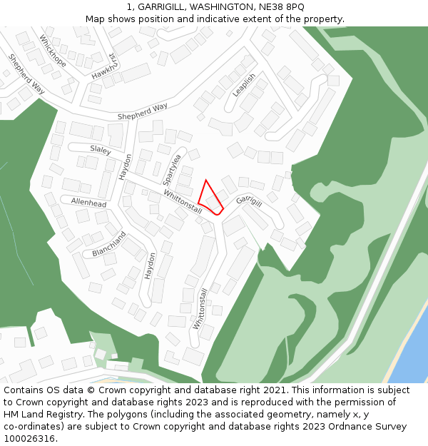 1, GARRIGILL, WASHINGTON, NE38 8PQ: Location map and indicative extent of plot