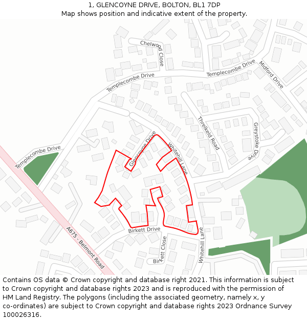 1, GLENCOYNE DRIVE, BOLTON, BL1 7DP: Location map and indicative extent of plot