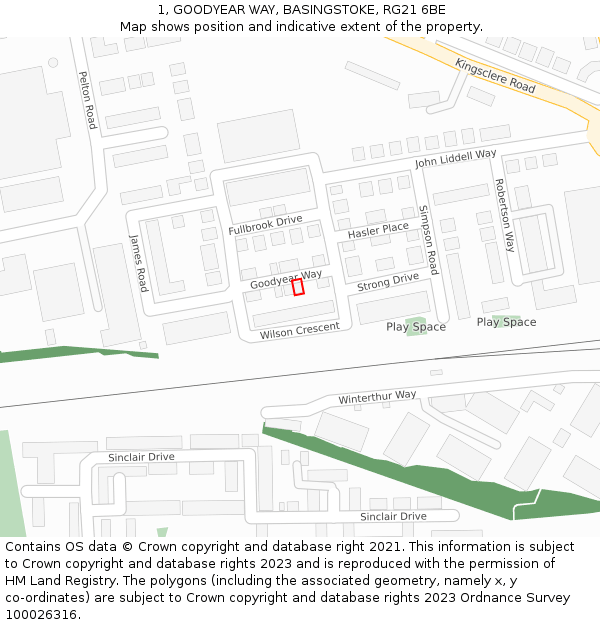 1, GOODYEAR WAY, BASINGSTOKE, RG21 6BE: Location map and indicative extent of plot